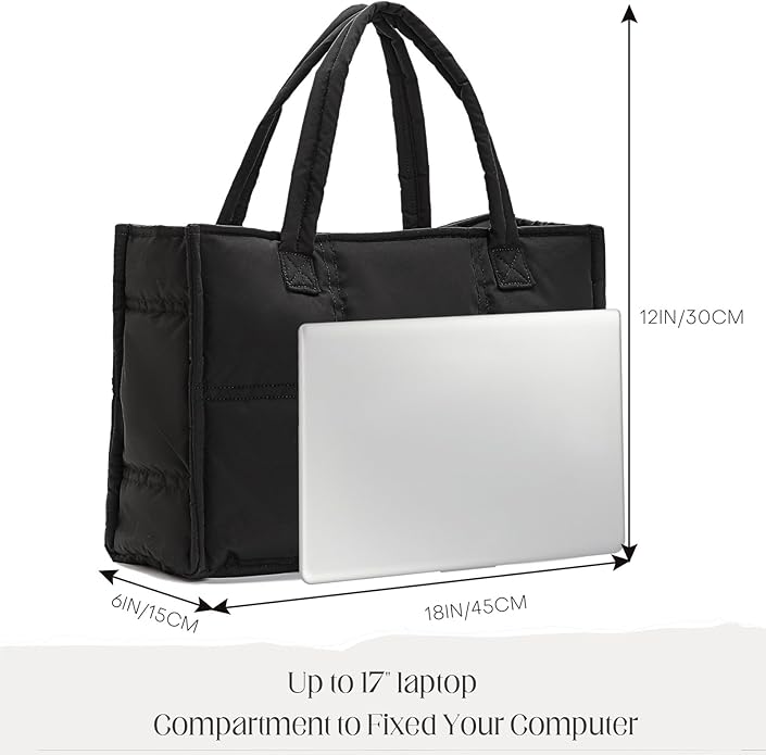 Puffer Bag Large Tote Bag For Women Work Bag Quilted Tote Bag For Women Work Bags For Women Tote Professional Up to 17"