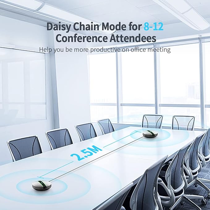 Bluetooth Conference Speakerphone SP300KIT 2pk Bundle, up to 16 Attendees, 18H Call Time, 360°Voice Pick-up 2x6 AI Echo & Noise Canceling Microphones, Daisy Chain