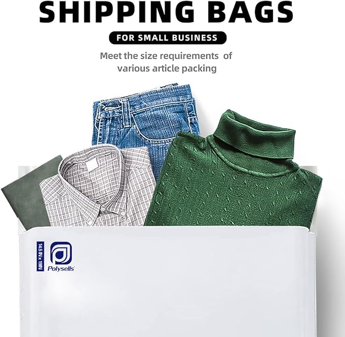 POLYSELLS 100 pcs 14.5x19 Inches White x Silver Poly Mailers Shipping Envelopes, Strong Adhesive Sealing, Waterproof, and Tear-resistant Postal Mailing Bags for Clothing, Books, and Accessories