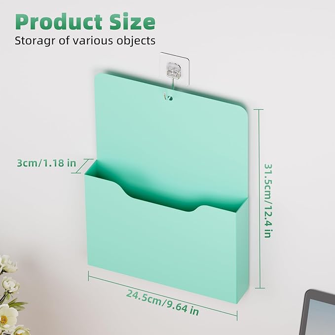 Magnetic File Holder - Magnetic Paper Holder, Pocket Organizer Office Supplies Storage Mail Organizer for Notebooks,Planners,Letter (1 Pack)