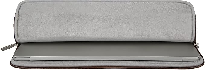 RAINYEAR 14 Inch Laptop Sleeve Soft PU Leather Case Protective Water Resistant Zipper Cover Carrying Bag Compatible with 14" Notebook Computer Chromebook, 14 MacBook Pro A2442(Brown)