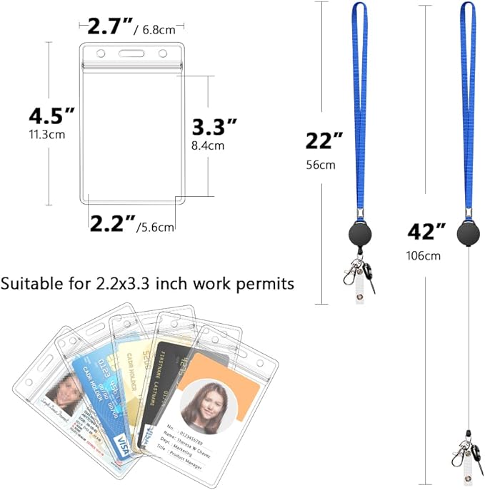6 Pack Retractable Badge Lanyards and ID Badge Holder, Strap Lanyard with Swivel Metal Clasp for Badge Holders, Keychains, Offices, Staff, Students, Employees, Multi-Color