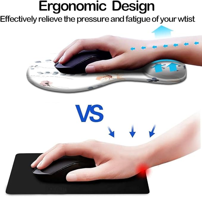 Ergonomic Mouse Pad with Wrist Support and Coaster,Mouse Pads with Non-Slip PU Base for Home Office Working Studying Easy Typing & Pain Relief Beautiful Plants
