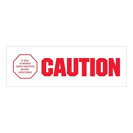 Aviditi Tape Logic 2 Inch x 110 Yard 2.2 Mil Red/White, Heavy Duty Packing Tape,"Caution - If Seal is Broken" 6 Pack, Perfect for Packing, Shipping, Moving, Home and Office