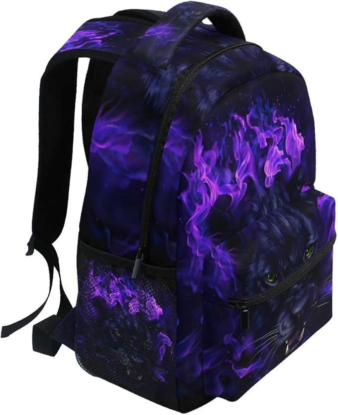 senya Panther Head In Flames Backpack School Bag Travel Daypack Rucksack for Boys