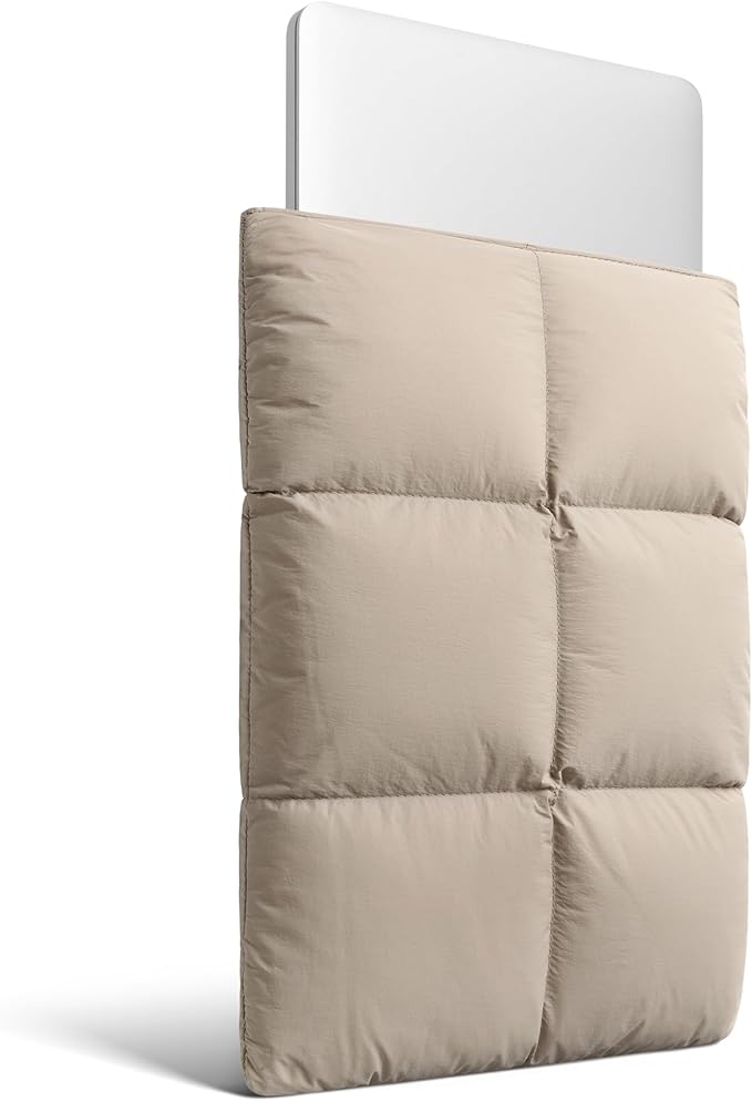 Comfyable Puffy Laptop Sleeve 15 Inch 16 Inch, Quilted Puffer Laptop Carrying Case for Women, Pillow Case Compatible for MacBook Air 15 in M3 2024 & MacBook Pro 16 in 2024 M4, 16 in Puff Cover, Taupe