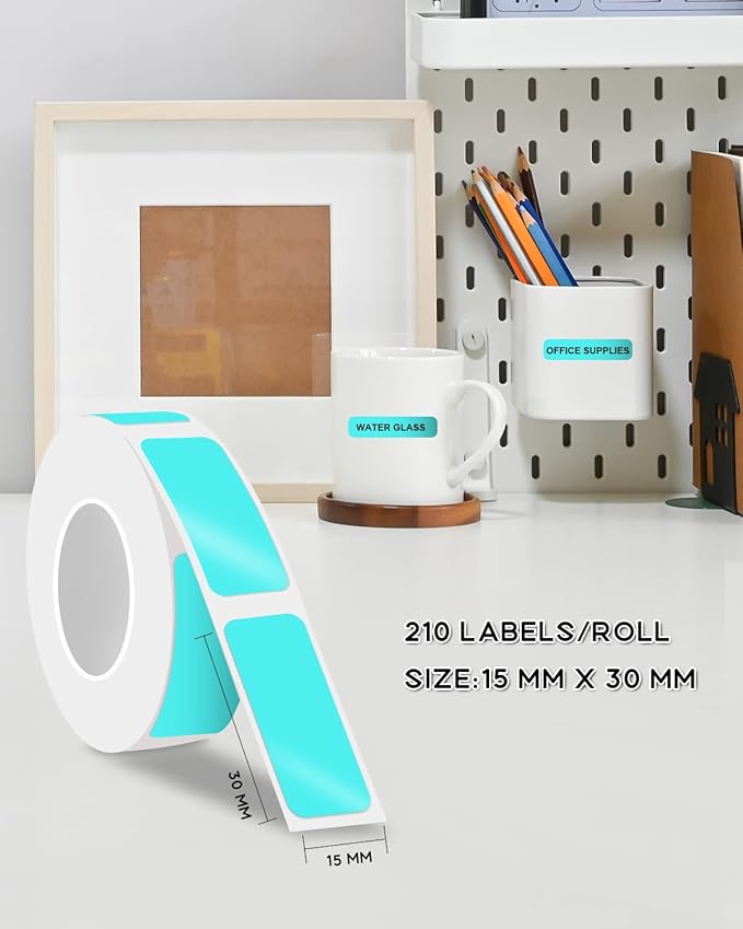 iEager Label Maker Tape, 15mm x 30mm, Blue Sticker Thermal Paper, Household Storage Labels, Self-Adhesive Label Tape, Set of 3