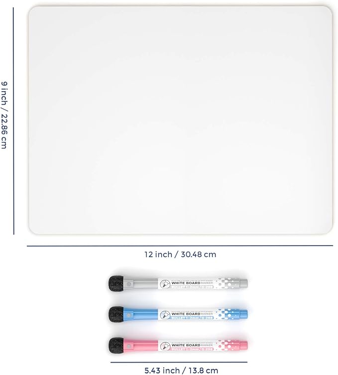 Nicpro 9 x 12 inches Lapboard Small Dry Erase Lap Board Double Sided with 3 Water-Based Pens Learning Mini Whiteboard Portable for Kid Student and Classroom Use