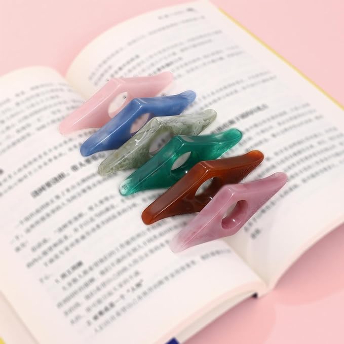 Thumb Page Holder for Reading 2Pack, Energy Pattern Thumb Bookmark, Book Opener Holder, Book Finger Page Holder, Book Accessories for Reading Lovers(Brown and Pinkish Pink）