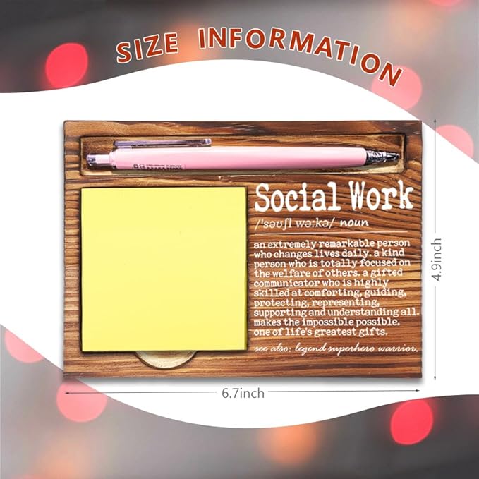 Social Worker Gifts, Thank You Appreciation Gifts for Social Worker, Going Away Gift Retirement Gift for Social Worker Coworker, Best Social Worker Gifts Self-Stick Note Pad Holders-DW53
