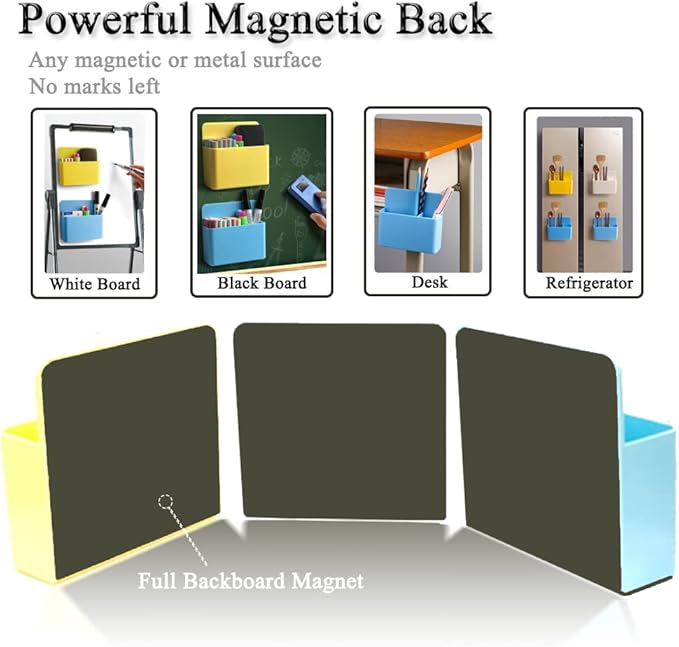 1 Pack Magnetic Marker Holder, Dry Erase Marker Holder Chalk Pen Storage Organizer for Whiteboard/Blackboard, Fridge/Regrigerator, Metal Locker, and Cabinet, (Yellow)