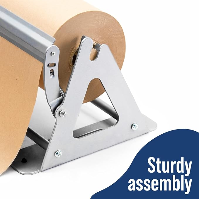 DIY Crew 18 Inch Paper Roll Dispenser and Cutter - Heavy-Duty Wall Mountable, Non Slip Tabletop - Kraft, Freezer, Butcher Paper - Up to 1000ft Rolls