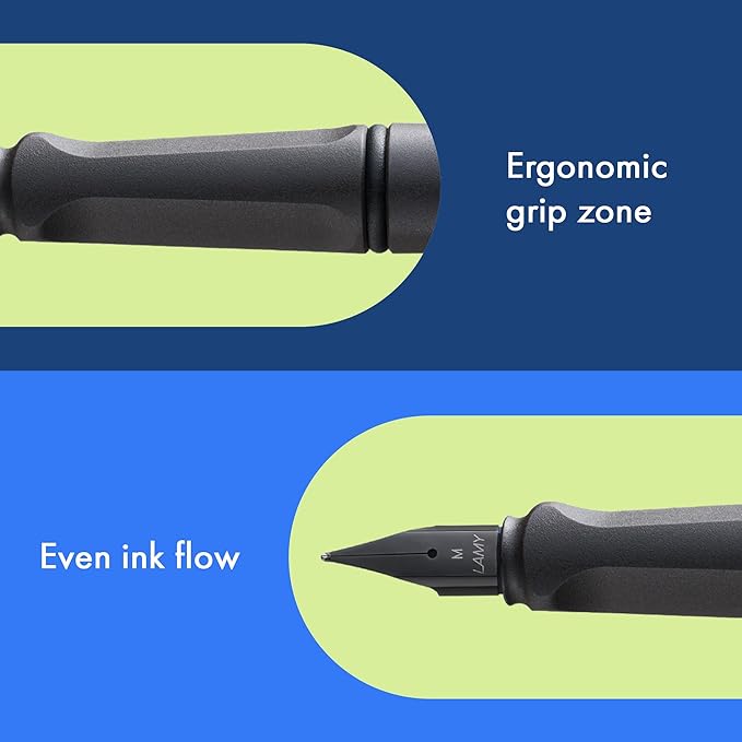 LAMY safari umbra - Fountain Pen with ergonomic grip & polished steel nib in size B - ideal for any Writing & Calligraphy - including LAMY T 10 blue cartridge - Right-Handed
