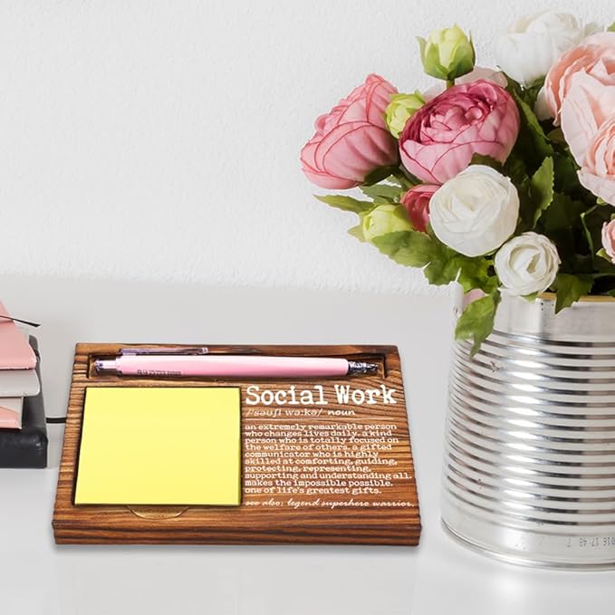Social Worker Gifts, Thank You Appreciation Gifts for Social Worker, Going Away Gift Retirement Gift for Social Worker Coworker, Best Social Worker Gifts Self-Stick Note Pad Holders-DW53
