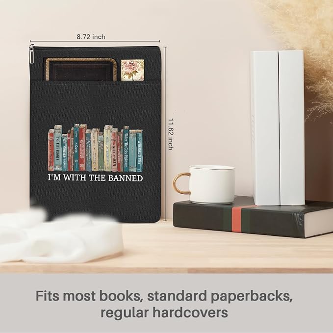 Book Themed Gifts Funny Waterproof Book Sleeve Book Pouch Book Themed Gifts for Women Best Friend Coworkers Book Covers for Paperbacks Book Accessories Book Protector with Zipper and Front Pocket
