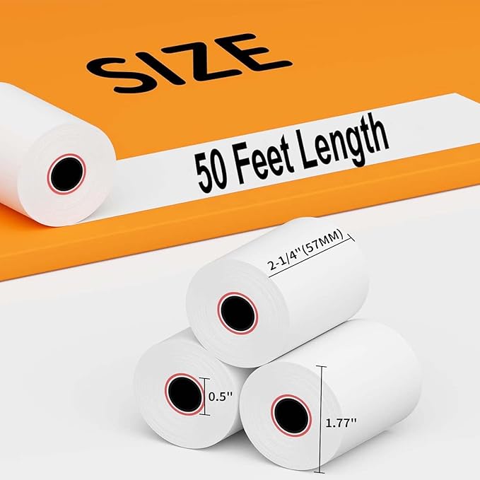 (50 Rolls) 2 1/4 x 50 Thermal Paper Receipt Rolls Premium Quality Paper fits all Credit Card Terminals BPA Free