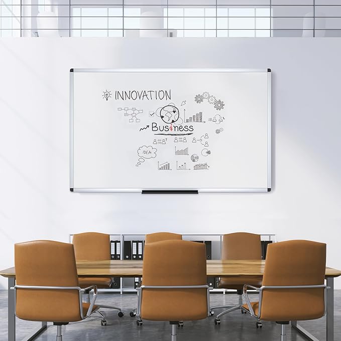 VIZ-PRO Dry Erase Board/Whiteboard, Non-Magnetic, Pack of 2, 6' x 4', Wall Mounted Board for School Office and Home