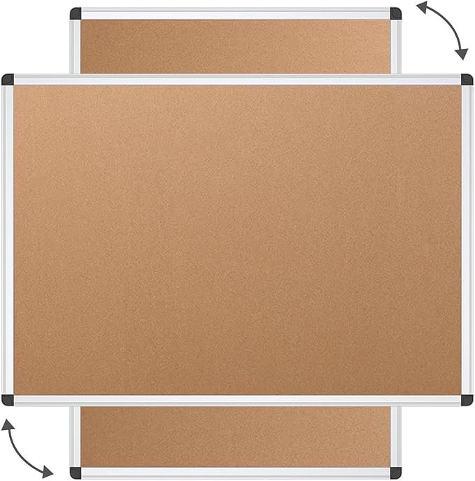 VIZ-PRO Cork Notice Board, 60 X 48 Inches, Silver Aluminium Frame