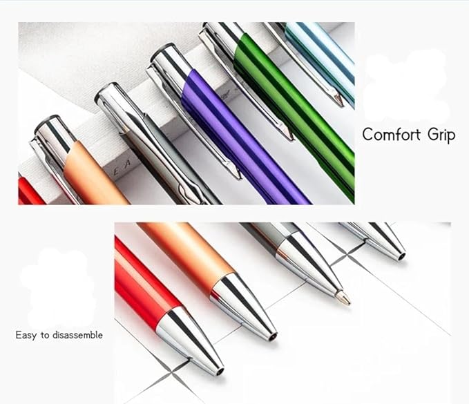 12 Pcs Stylish quality metal ballpoint Pens, Office and School stylus Ball Pen, black ink, soft writing experience (Gray)