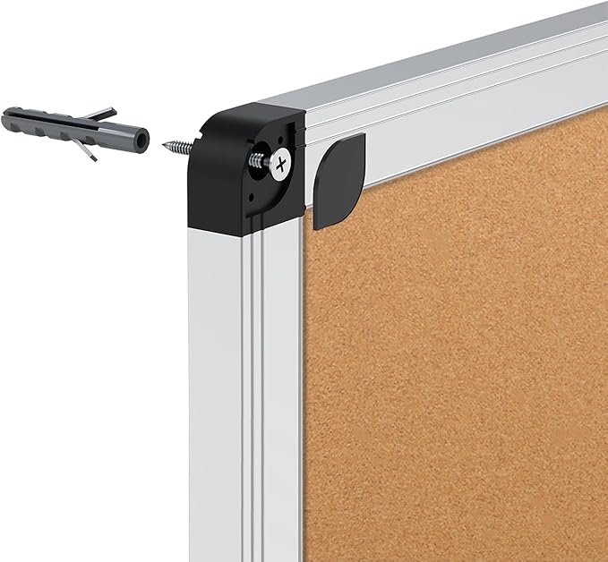 VIZ-PRO Cork Notice Board, 5' X 3', Silver Aluminium Frame