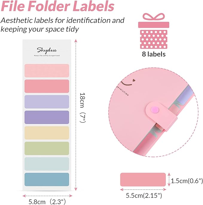 SKYDUE Expanding File Folder 5 Pockets ,Letter A4 Paper Accordion Document Organizer (Blue)