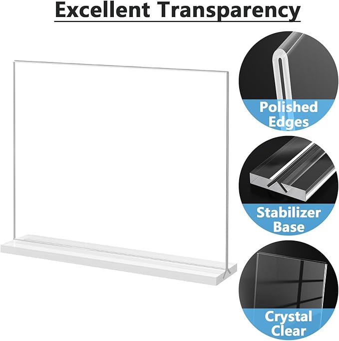 MaxGear 8.5 X 11 Acrylic Sign Holder Horizontal 6 Pack, Double Sided Display Stand, Clear Table Sign Holders Flyer Menu Holders, Plastic Paper Holder Picture Frame for Office, Store, Restaurant
