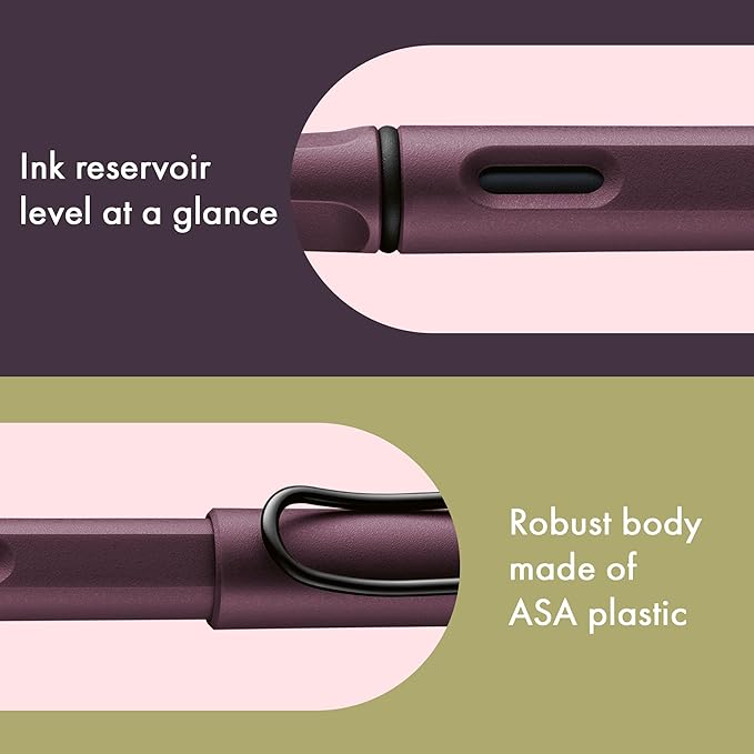 LAMY safari scarlet - Fountain Pen with ergonomic grip & polished Left-Handed steel nib (LH) in size M - ideal for any Writing & Calligraphy - including LAMY T 10 blue cartridge
