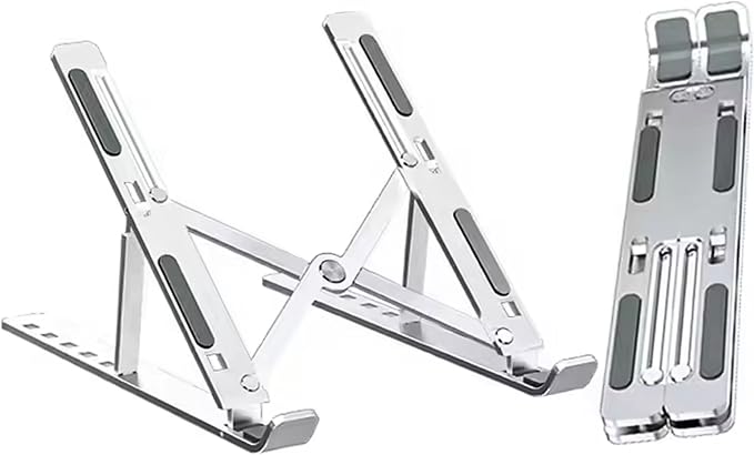 Laptop Stand, Foldable Adjustable & Ergonomic Aluminum Portable Notebook/Tablet Stand, Laptop Holder, Compatible with 10-15.6” Laptops and Tablets (Black)
