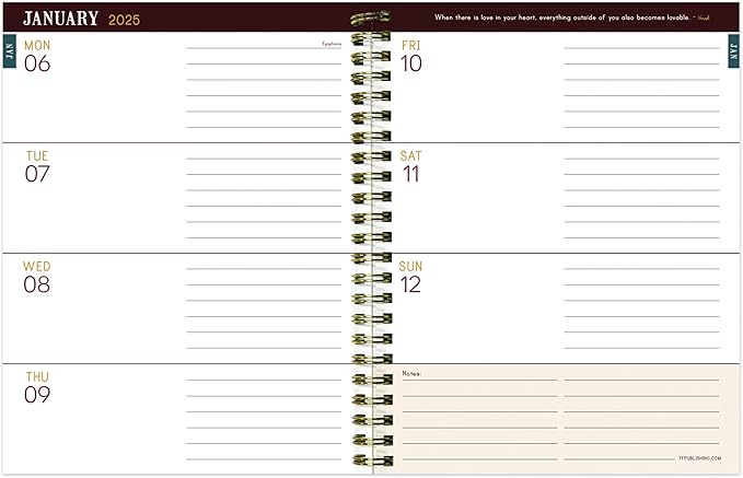 TF PUBLISHING 2025 Emerald Edition Medium Weekly Monthly Planner - Goals & Task Trackers - Planner Monthly and Weekly with Organizer Stickers - 12 Month Calendar Planner - 6.5" x 8"