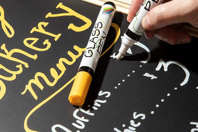 Glass Pen Window Marker: Liquid Chalk Markers for Glass, Car Marker or Mirror Pen with Washable Paint - Car Windows, Storefront Window, Wedding, Parade, Party & Holiday Decorations (White, Fine Tip)