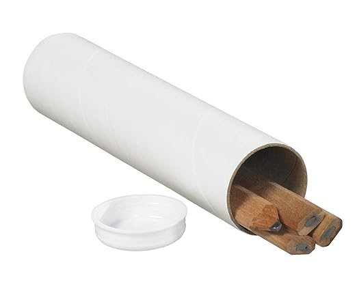 BOX USA BP1515W Mailing Tubes with Caps, 1-1/2" x 15", White (Pack of 50)