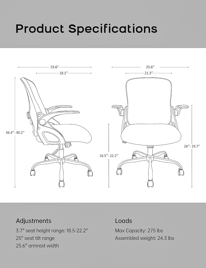 Mesh Office Chair Ergonomic Desk Chair with Up&Down Front&Rear 2 Dimensions Adjustable Lumbar Support and Flip-up Arm Rocking Comfy Swivel Computer Task Chair for Home Office(White-Green)
