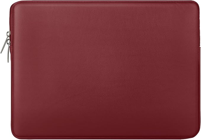 RAINYEAR 16 Inch Laptop Sleeve Soft PU Leather Case Protective Water Resistant Zipper Padded Cover Carrying Computer Bag Compatible with 16" MacBook Pro 2021 2022 New Model A2141 A2485 M1(Red)