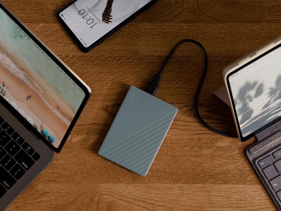 WD 6TB My Passport Portable Hard Drive, Works with USB-C and USB-A, Windows PC, Mac, Chromebook, Gaming Consoles, and Mobile Devices, Backup Software and Password Protection - WDBY3J0060BGY-WESN