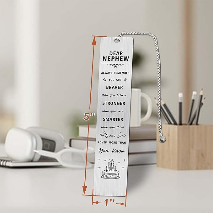 Nephew Birthday Gifts, Happy Birthday Nephew Bookmark, Birthday Gift Ideas for Teenage Nephew Adult