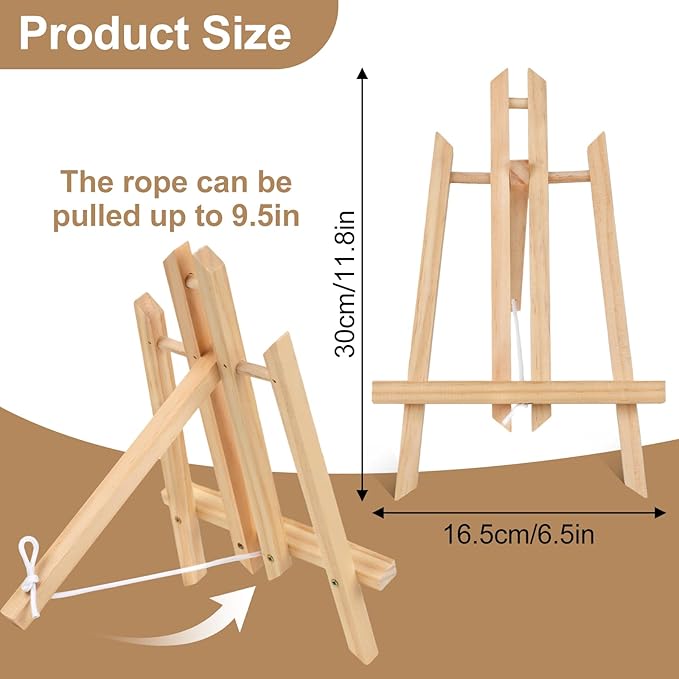 4pack Portable Wood Easel - Desktop Display Rack for Parties and Events - Versatile Wood Art Stand for Artists and Creations