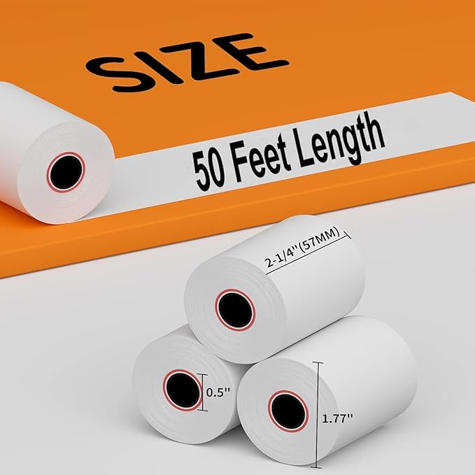 (300 Rolls) 2 1/4 x 50 Thermal Paper Receipt Rolls Premium Quality Paper fits all Credit Card Terminals BPA Free