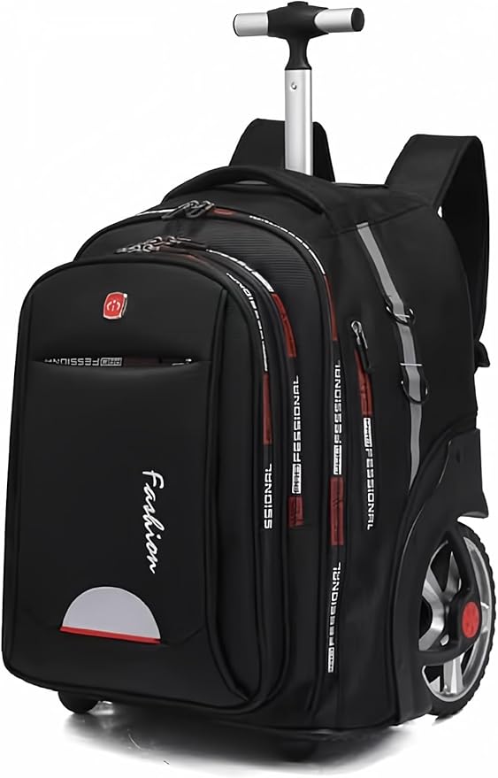 Rolling Backpack,Large Rolling Laptop Bag Briefcase Backpacks with Wheels for Women Adults Travel Trolley Office,Waterproof Wheeled Backpack(22inch, Black)