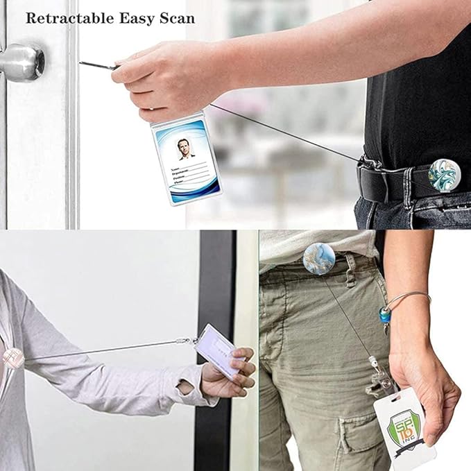 Retractable ID Badge Holder,Nurse Badge Reels with Clip,Name Card Holders for Office Worker Doctor Nurse (10 Pack Marbling Style)