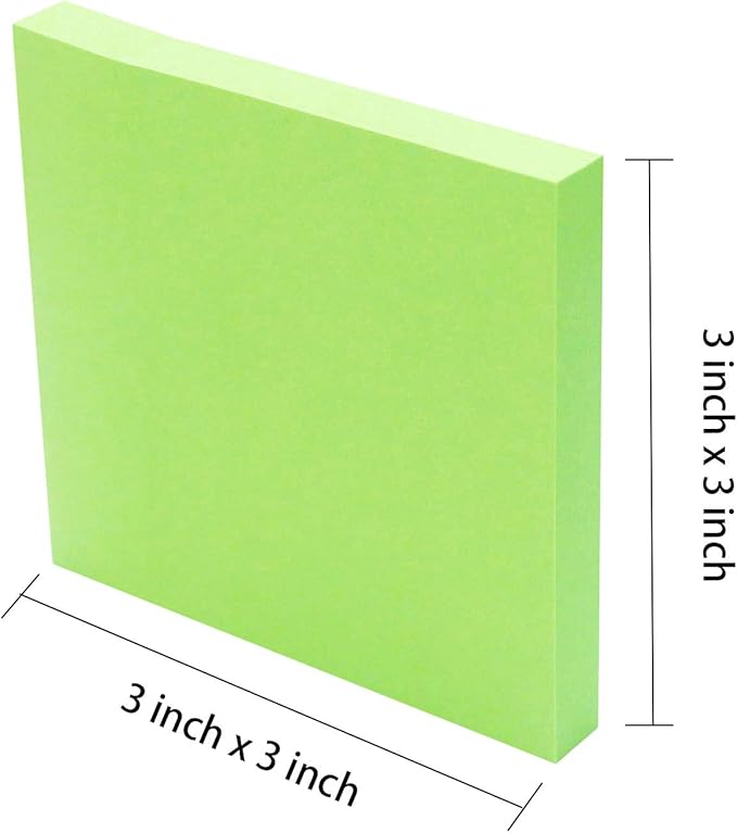 Sticky Notes 3x3, Self-Stick Notes, 8 Pads, 100 Sheets/Pad, Assorted Colors Stickies, Easy to Post Notes for Study, Works, Daily Life (8)