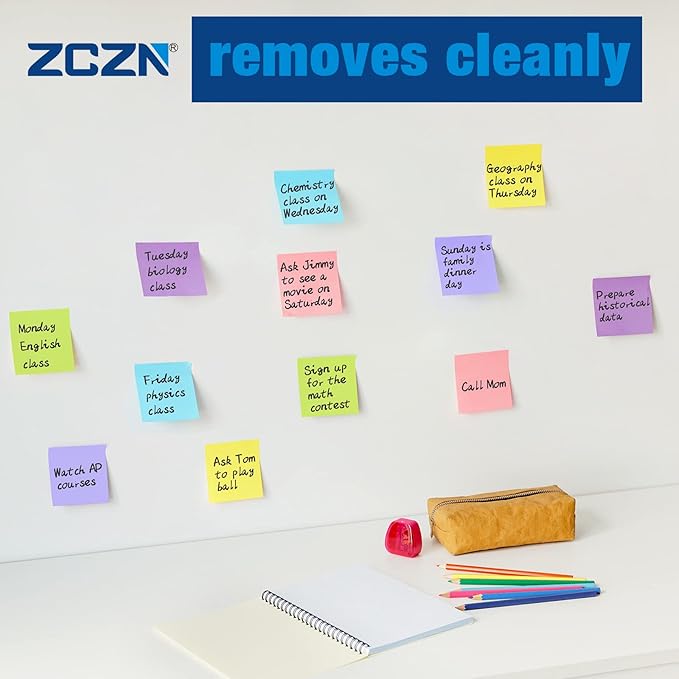 ZCZN Small Sticky Notes, 2in x 2in, 100 Sheets/Pad, 8 Pads/Pack, White