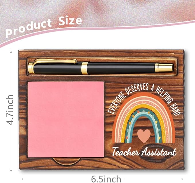 Teacher Assistant Sticky Note Holder, Teacher Assistant Appreciation Gifts, Thank You Gifts for Teacher Assistant, Teacher Assistant Office Decor Self-Stick Note Pad Holders YB376