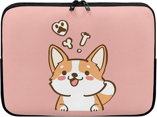 Cute Corgi Laptop Sleeve for Women Girls 15 inch Laptop Protector with Multiple Uses Computer Carrying Case PinkTablet Bag Lap Top Case Men Laptop Protector