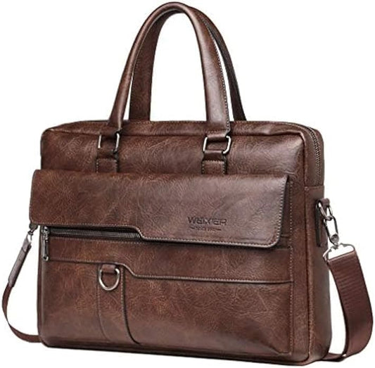 Hebetag Small Leather Sling Shoulder Bag Messenger Pack for Men Women Outdoor Travel Business