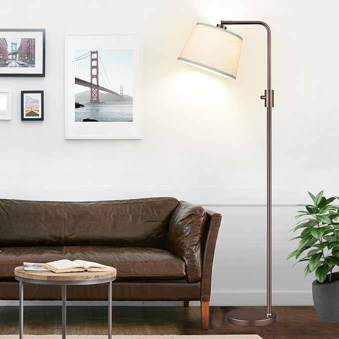 【Upgraded】 Dimmable Floor Lamp, 1000 Lumens LED Edison Bulb Included, Arc Floor Lamps for Living Room Modern Standing Lamp with Shade, Tall Lamps for Living Room Bedroom Office Dining Room - Brown