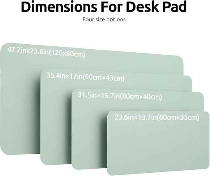 YSAGi Leather Desk Protector, Office Mat, Large Mouse Mat, Non-Slip PU Leather Blotter, Laptop Desk Pad, Waterproof Writing Pad for Office and Home (Pale Green, 35.4" x 17")