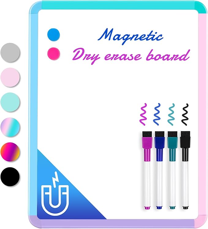 VUSIGN Small White Board Dry Erase, 11''x14'' Magnetic Dry Erase Board, Mini Whiteboard with Markers for Kids, Students, Fridge, Wall, Locker
