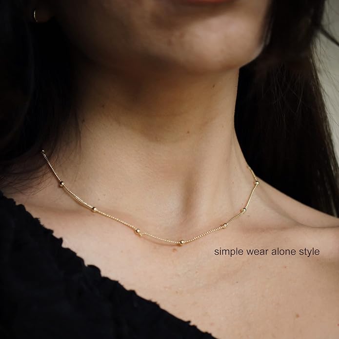 Herringbone Necklace for Women,Dainty Gold Necklace,14k Gold Plated Snake,Gold Chain Choker Necklaces,Simple Gold Layered Necklaces,Gold Jewelry Gift for Women