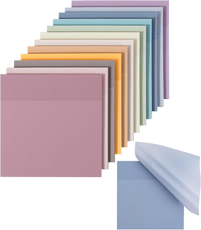 Mr. Pen- Transparent Sticky Notes, 3”x3”, Dreamy Pastel, 12 Pads, 600 Sheets, See Through Sticky Notes, Bulk Sticky Notes Transparent, Translucent Sticky Notes, Clear Transparent Sticky Notes Clear