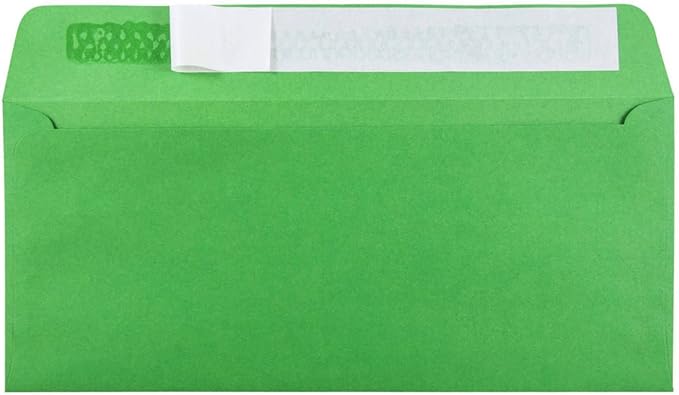 JAM PAPER #10 Business Colored Envelopes with Peel and Seal Closure - 4 1/8 x 9 1/2 - Green Recycled - 50/Pack